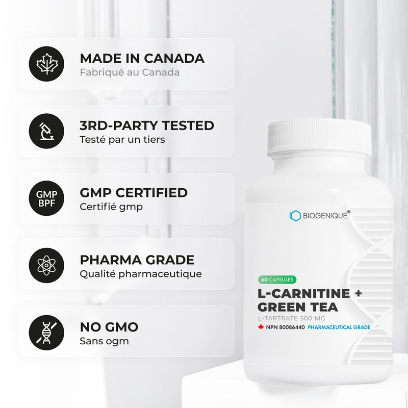 l carnitine canada L-Carnitine + Green tea – Biogenique Inc vitamin-b-coffee-formula Size:60 Vegetarian Capsules MET TATHIONE Met 500mg