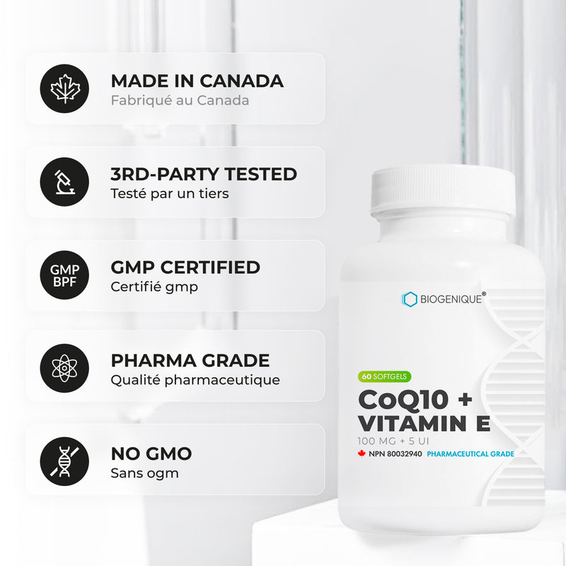 coenzyme q10 l carnitine vitamin e CoQ10 + Vitamin E – Biogenique Inc